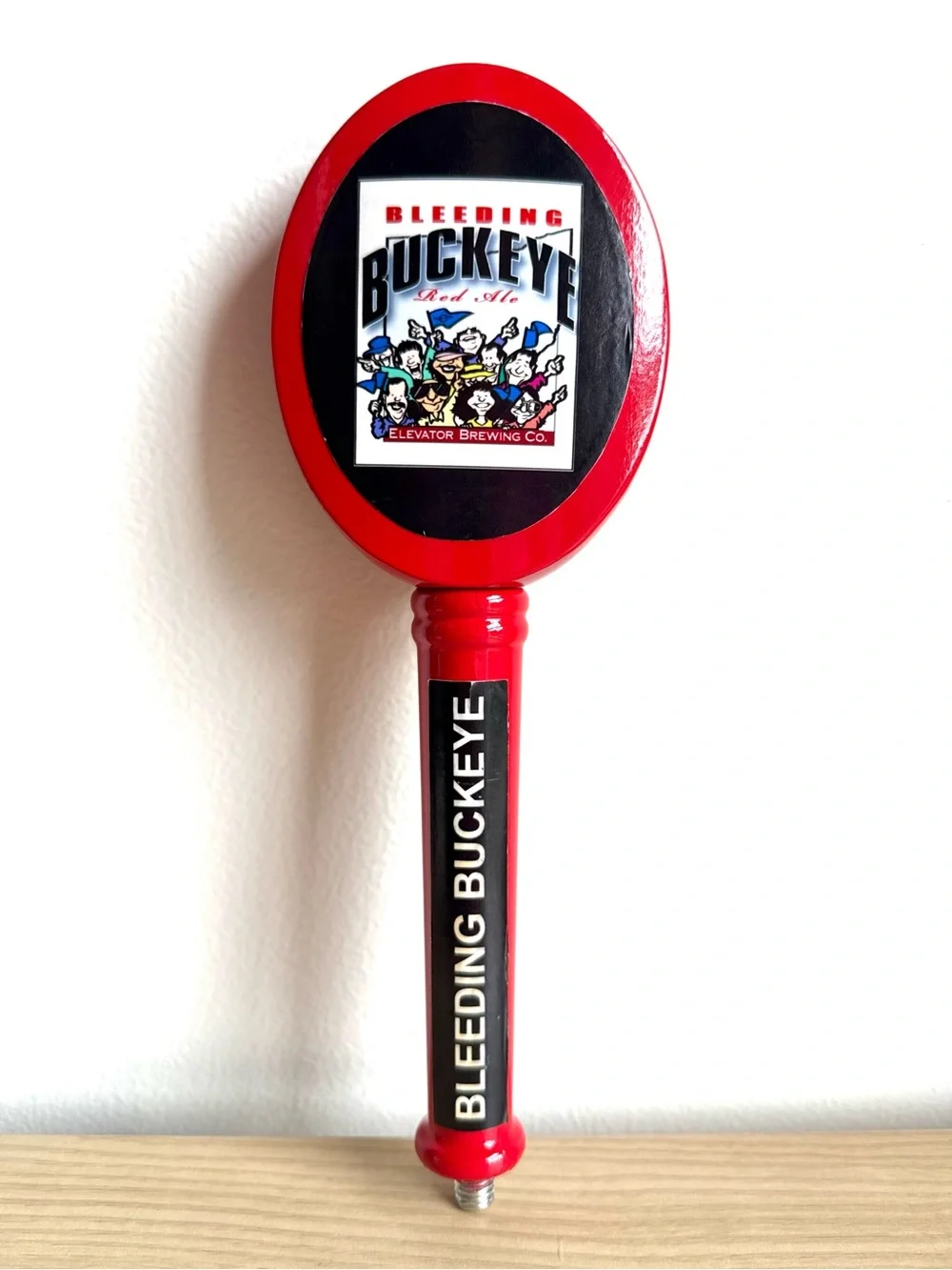Elevator Brewing Bleeding Buckeye Craft Beer Bar Tap Handle Ohio State OSU Brew